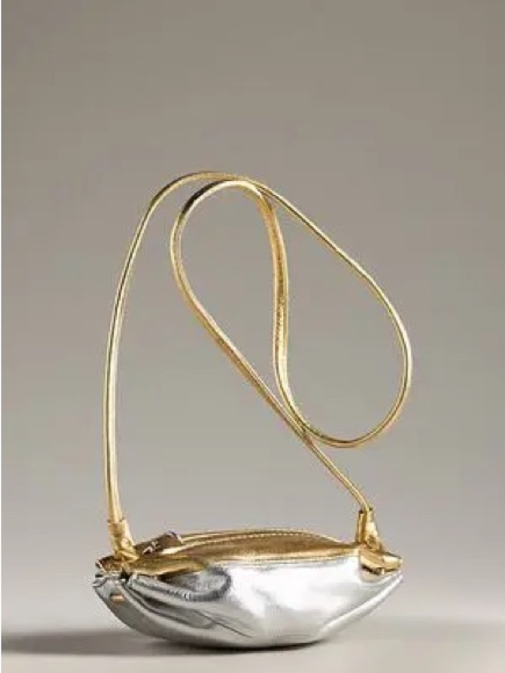 Marimekko *mini* Karla “candy wrapper” gold and silver leather bag